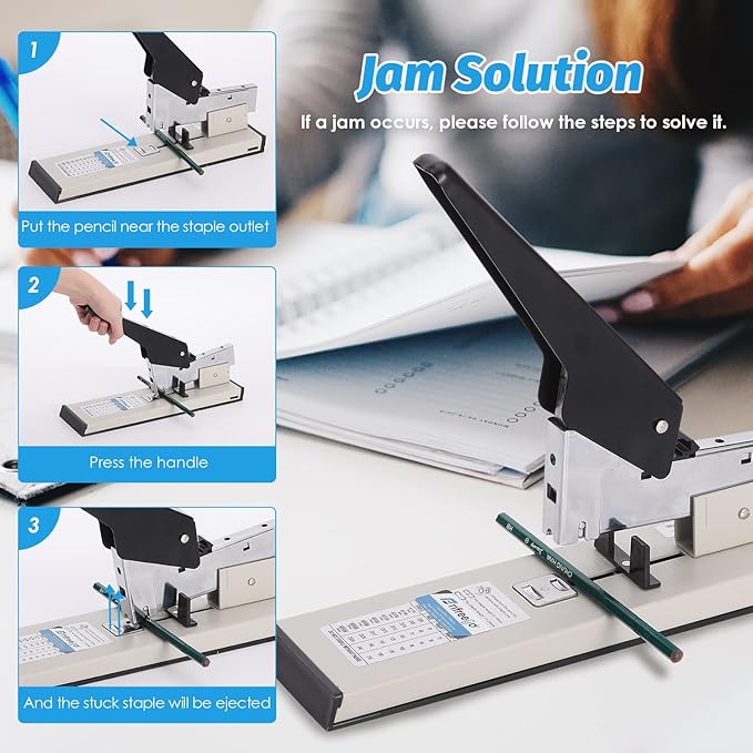 Heavy Duty Stapler - Effortless 240-Sheet Office Stapler with Adjustable Paper Guide, Super Capacity with 4000 Staples