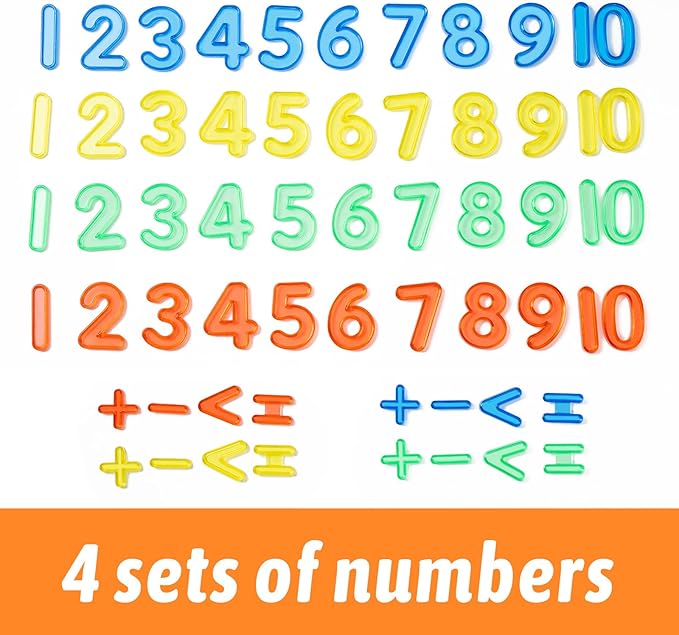 48 Pcs Plastic Numbers and Symbols – Early Math Set - Light Table Manipulatives, Durable ABS Material, Vibrant Translucent Colors for Engaging Learning Experiences