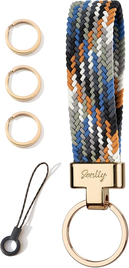 SENLLY Car Keychain, Stretchy Key Holder, Original Elastic Anti-Drop Design Finger Lanyard Strap