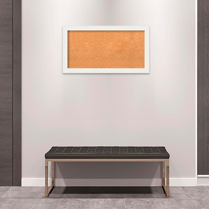 Amanti Art Natural Cork Board for Wall, 19x35 Vision Board with White Frame, Medium Corkboard Office Decor for Home Organization, Casual Corkboard Pinboard to Display Items for Home Organization in