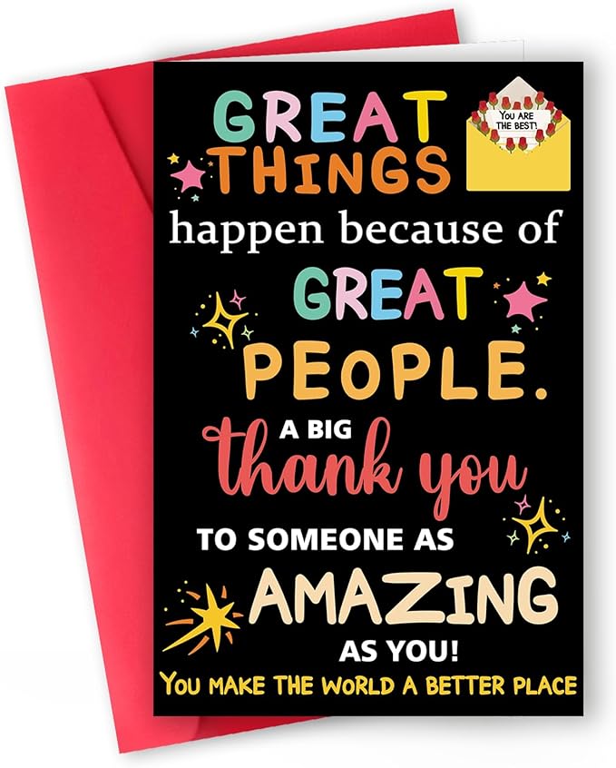 Bright & Colorful Thank You Gift Card for Women, Men, Teachers, Bosses, Friends, Famil,School Counselor Gifts, Perfect for Appreciation Gifts with Envelope