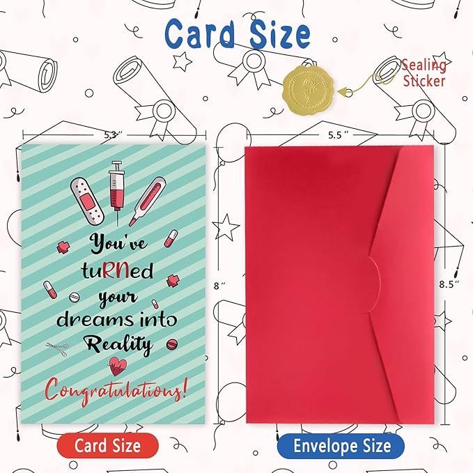 Cute Nurse Graduation Card, RN Graduation Gift for Women, Congratulations Card Gift for New Nurse, Nurses Week for Nurses Appreciation Gift