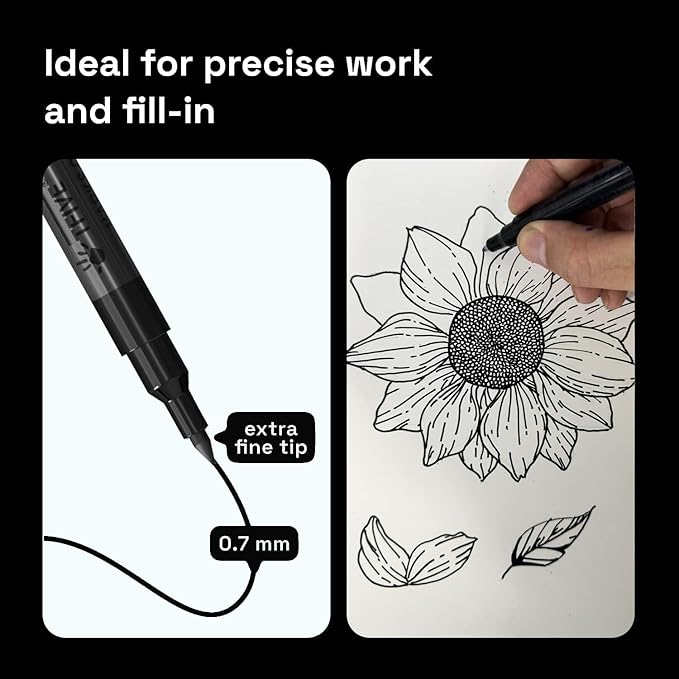 Black Marker Paint Pens - 6 Pack Acrylic Black Permanent Marker, 0.7mm Extra Fine Tip Paint Pen for Art projects, Drawing, Rock Painting, Stone, Ceramic, Glass, Wood, Plastic, Metal, Canvas DIY Crafts