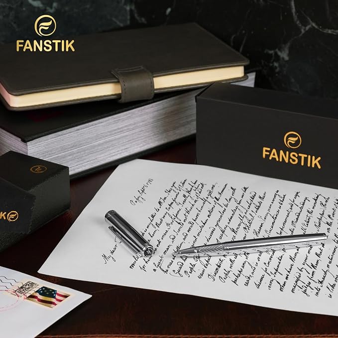 Customized Silver Luxury Rollerball pen (Made In USA) fancy gift set for women, Chrome Finish, Professional executive pen gift set for men (Lux Custom-Rollerball Silver)