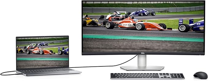 Dell S3422DW Curved Monitor - 34-inch WQHD (3440 x 1440) Display, 1800R Curved Screen, Built-in Dual 5W Speakers, 4ms Grey-to-Grey Response Time, 16.7 Million Colors - Silver