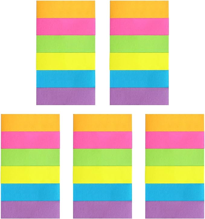 30 Pads 0.6x2 Inch Sticky Notes Flags Tabs Page Markers 6 Bright Color Sticky Index Tabs Page Flags 80 Sheet/Pad