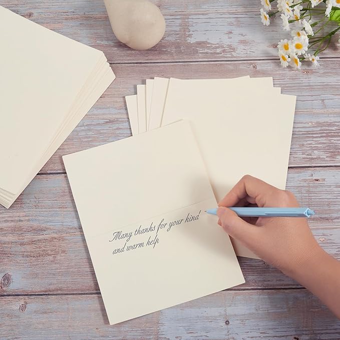 50 Pack Blank Cards Folded Cardstock Thank You Blank Greeting Cards for Invitations, Wedding, Greeting Cards, All Occasion DIY, 4x6 Folded Cards Cream