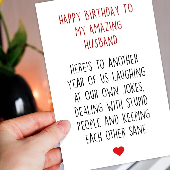 Happy Birthday Card for Husband, Funny Birthday Card from Him, Happy Birthday to My Amazing Husband Card