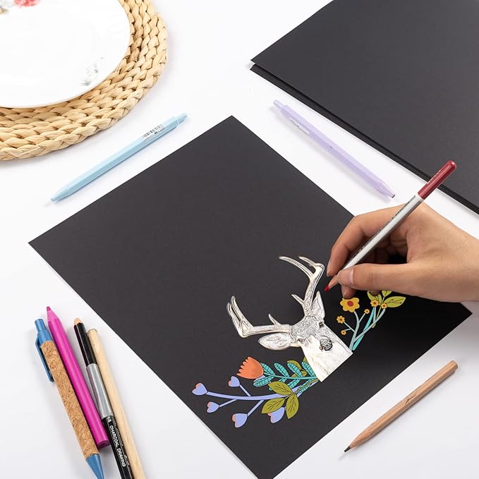 30 sheets Cardstock Paper 8 1/2 x 11 Inches for Crafts and Invitations (Black)