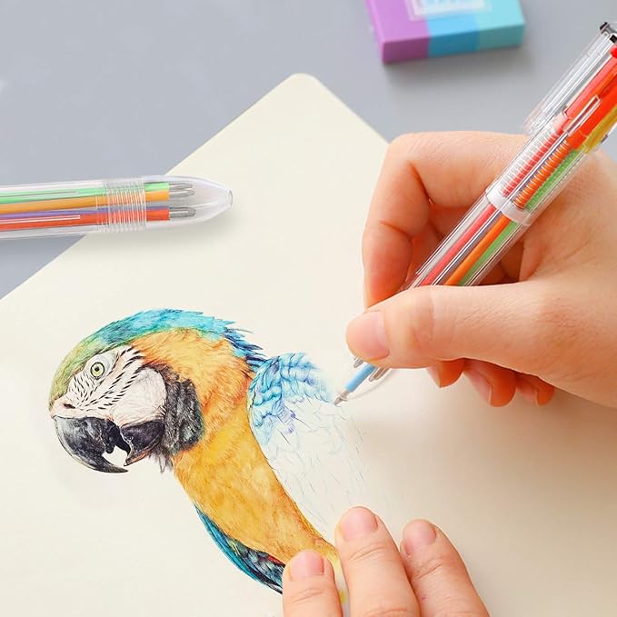 Hutou 23 Pack 0.5mm 6-in-1 Multicolor Ballpoint Pen 6 Colors Retractable Ballpoint Pens Kids Party Favors Pen (23 Pack)