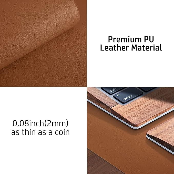 Aothia Leather Desk Pad Protector, Mouse Pad, Office Desk Mat, Non-Slip PU Leather Desk Blotter, Laptop Desk Pad, Waterproof Desk Writing Pad for Office and Home (Brown,23.6" x 13.7")