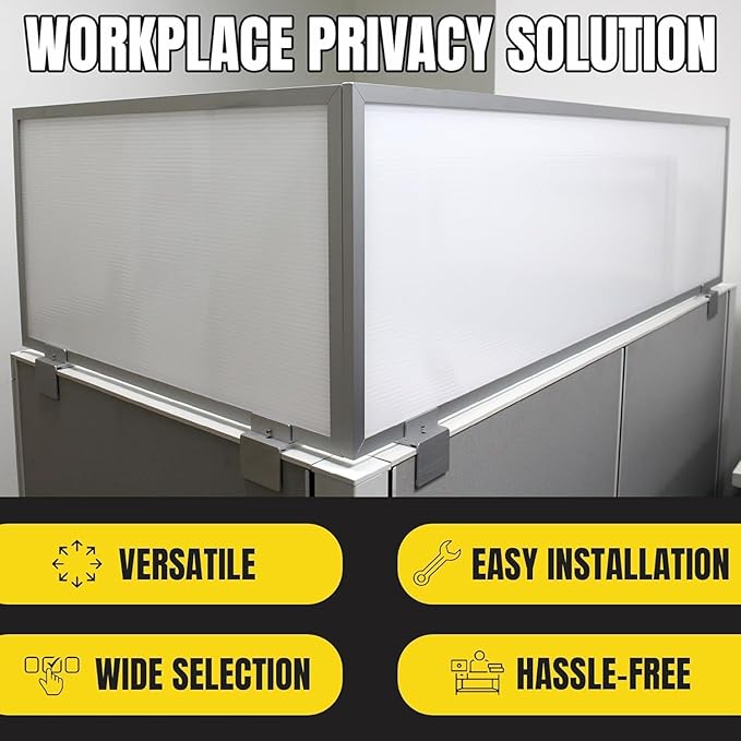 OBEX Privacy Screen & Office Panel Extender for Office Cubicles, Polycarbonate Desk Privacy Panel & Divider for Office Cubicle, 24" x 30", White
