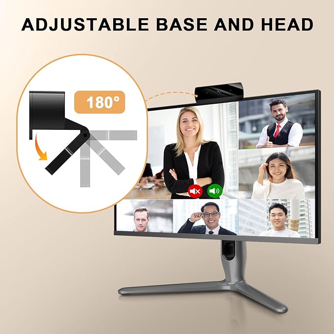 Webcam,1080P HD Webcam with Microphone, USB Computer Camera for Laptop & Desktop - Plug & Play, Stereo Sound, Auto Low-Light Correction, for Zoom/Skype/FaceTime/Teams/Webex, Streaming & Video Calls