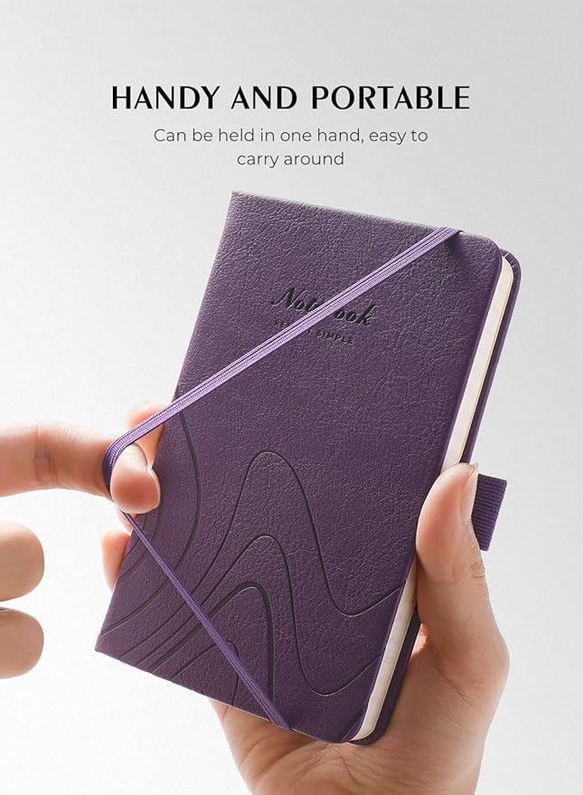 AISBUGUR Pocket Notebook, Small Notebook, 2-Pack Total 320 Pages,3.7" x 5.7" Pocket Notebook (2 Pack, Purple)