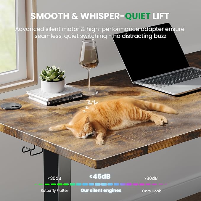 SIAGO Electric Standing Desk Adjustable - 63 x 24 Inch Sit Stand up Desk with Cable Management - 3 Memory Preset Adjustable Height Table