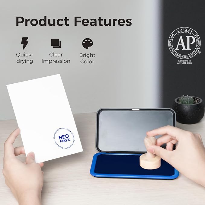 Large Stamp Pad - 3.50"x 6.25", Magnetic Lid, Premium Quality Felt Stamp Pad (Blue)