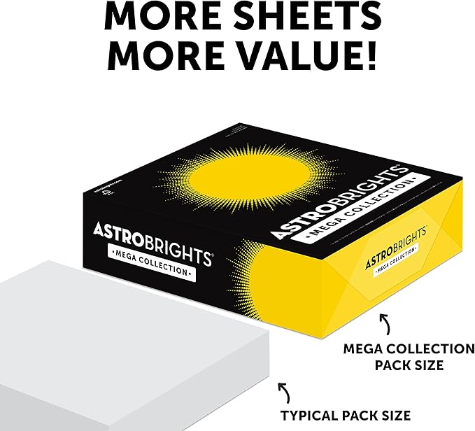 Astrobrights Mega Collection Colored Paper, 8 ½ x 11, 24 lb/89 gsm, Bright Purple, 625 Ct. (91675) "Amazon Exclusive" - More Sheets!