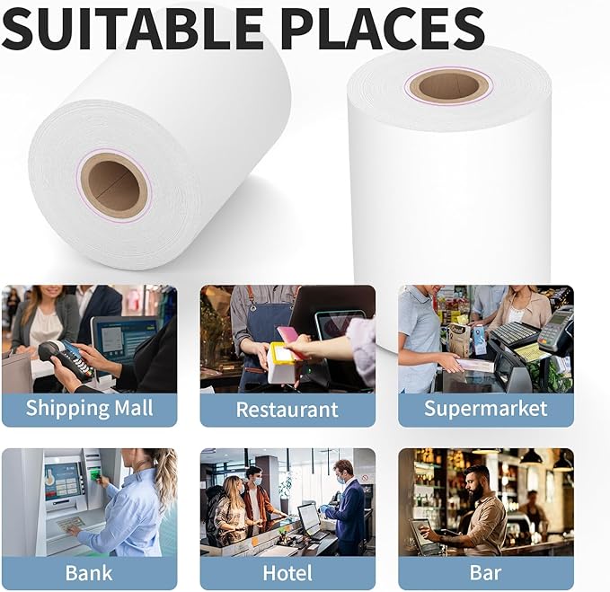 20 Rolls 2 1/4" x 85' Thermal Paper Cash Register POS Receipt Paper Fits for Most Credit Card Terminals