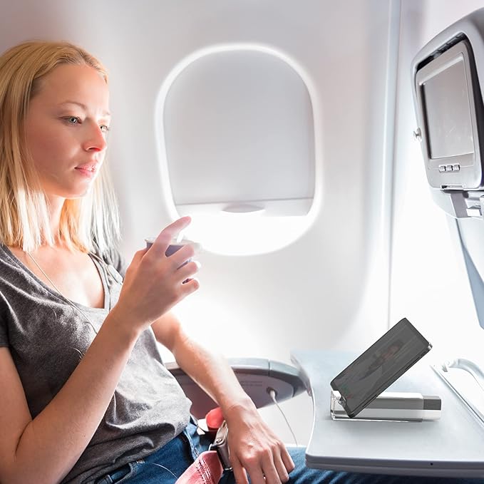 CLICK CLEAN Screen Cleaner, Fingerprint Proof Screen Cleaner Spray, All-in-One Cleaner with Microfiber, Shell and Phone Stand for All Phones, Laptop and Tablet Screens (Grey)