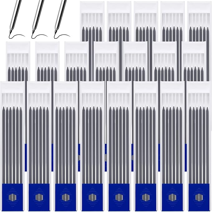 Zhehao 120 Pieces 2.8 mm Carpenter Pencils Refills HB Refill for Construction Pencils Refills Mechanical for Writing Drawing Drafting Woodworking Construction(Black)