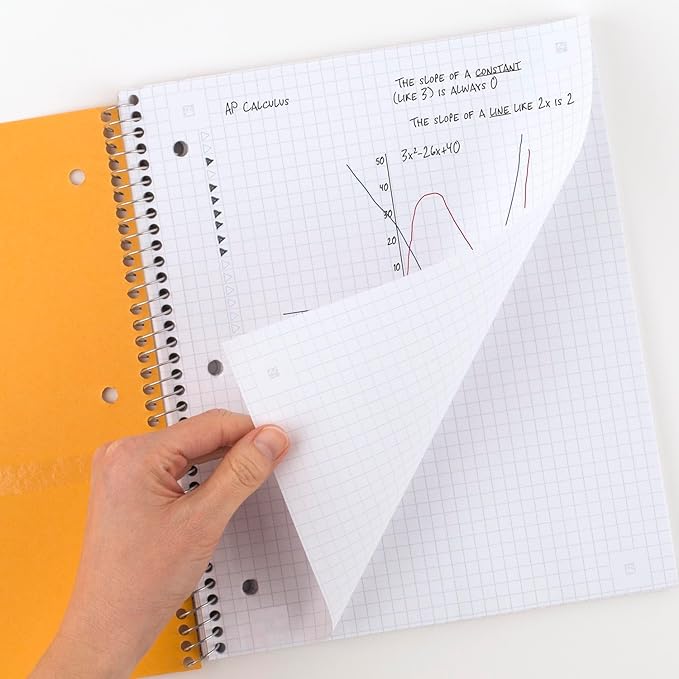 Five Star Spiral Notebook + Study App, 1 Subject, Graph Ruled Paper, Fights Ink Bleed, Water Resistant Cover, 8-1/2" x 11", 100 Sheets, Gray (620000AA3)