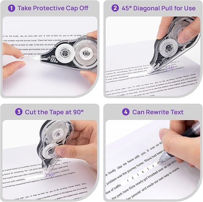 30 Pcs Correction Tape, 39.37 Ft White Wrong Out Tear-Resistant Bulk, Instant Corrections Easy to Use Applicator for School, Office, Note Taking, Journal (Tape Width 0.2 in，Clear)