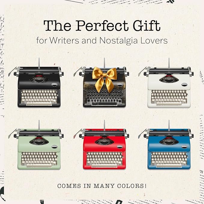 Maplefield Vintage Manual Typewriter - Black Metal - Desk Accessories & Office Supplies for Home Office