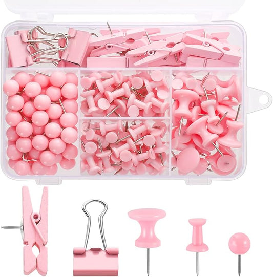 200 Pieces Pink Push Pins Thumb Tacks Cute Decorative Push Pins for Cork Board Bulletin Boards Wall Maps Pictures Office Supplies
