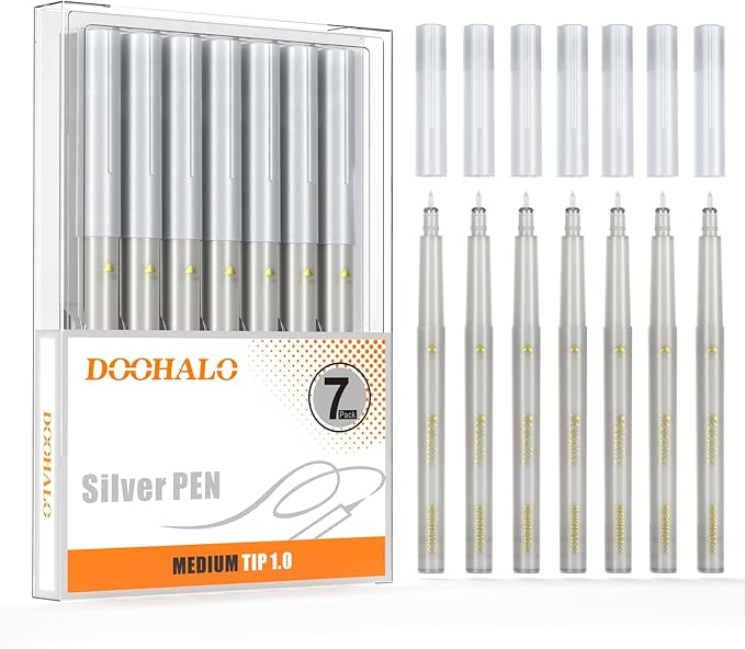 DOOHALO Metallic Pens Gold Silver Marker Compatible with Cricut 3/Maker/Explore 3/Air 2/Air Machine 1.0 Medium Point Tips for Drawing Writing