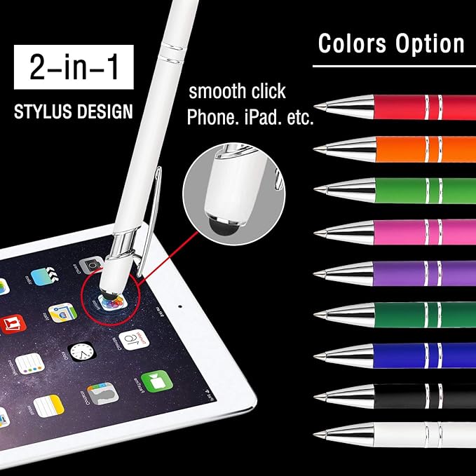 Up to 500 Pcs Personalized Ballpoint Pen Custom Pens Free Engraved Bulk with Name Logo Soft Black Ink Stylus with Touch Metal Office Gift for Anniversaries Graduations Birthdays