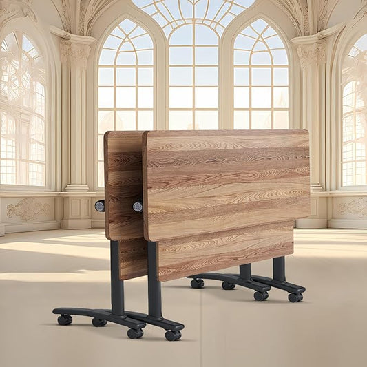 Conference Room Table with Flip-Top Design for Dynamic Meetings, Business Table Computer Desk with Heavy-Duty Frame,Foldable Seminar Meeting Tables for Home Office (2, C, 61IN)