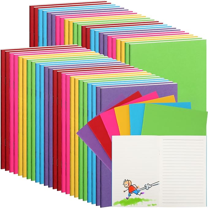 Gueevin 120 Pcs Blank Books for Kids to Write Stories Bulk Composition Notebooks Colorful Soft Cover Notebooks for Drawing Ruled Lined Journals Sketching Kindergarten Easter Gift (Classic Colors)