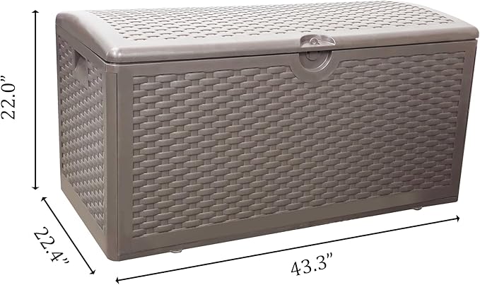 80 Plus Gallon Outdoor Storage Box, Waterproof Resin Deck Box Outdoor Storage Bin for Patio, Poolside, and Garden, Lockable & UV-Resistant, Ideal for Small Spaces, Brown