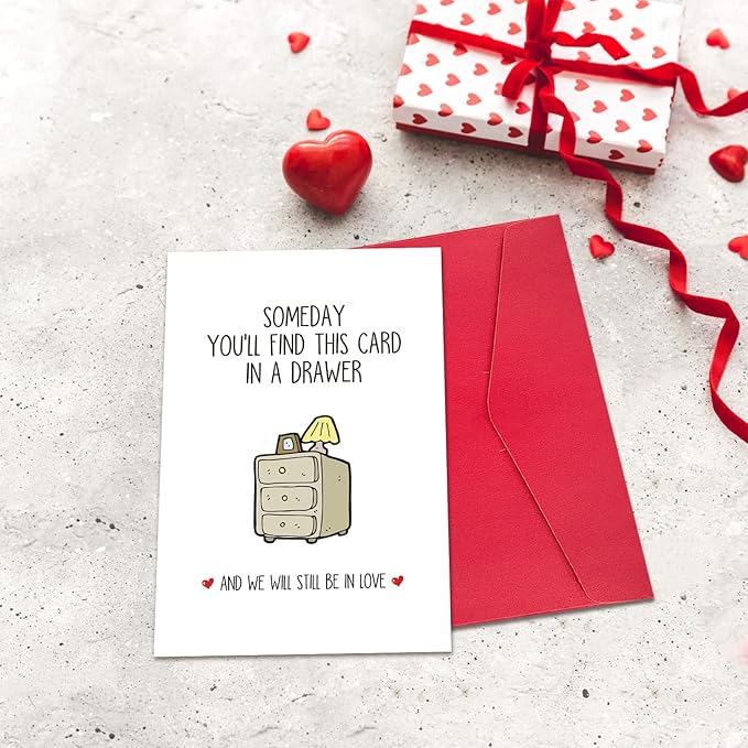 Ogeby Cute Valentine's Day & Anniversary Greeting Card for Couples, Unisex-Adults, Red, 8x5.3 inches, Modern Letter Print