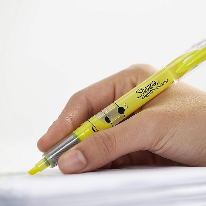 Sharpie Liquid Highlighters, Chisel Tip, Fluorescent Yellow, 12 Count