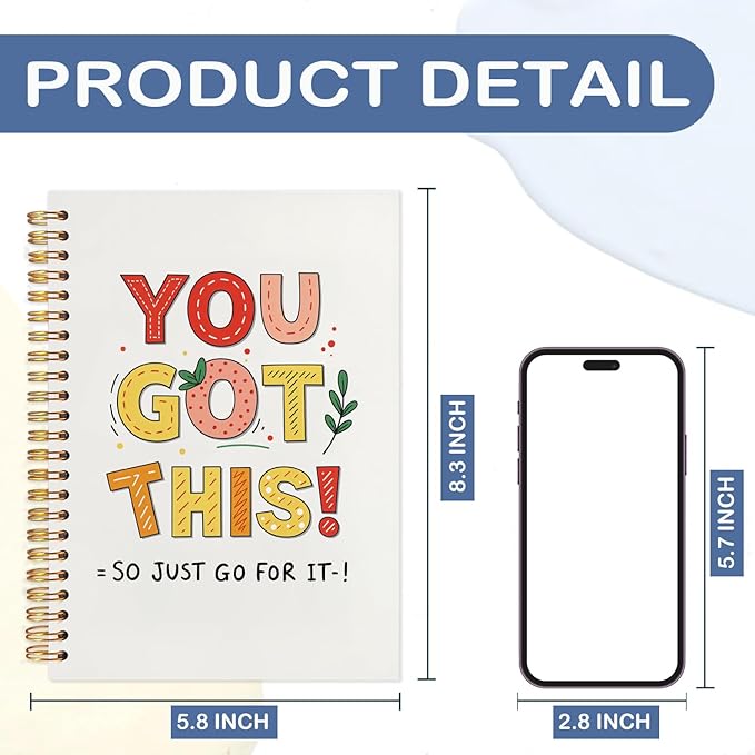 SNNDER You Got This Spiral Notebooks, Inspirational Journaling Notebook for Women Men, Motivational Journals for Writing, Beige Notebook for Note Taking, Employee Gifts Notebopoks, 5.5x8.3 Inch