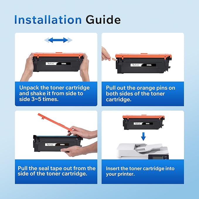 4 Pack for HP 508A Toner Cartridge CF360A CF361A CF362A CF363A High Yield Work for HP Color Laserjet M552 M552dn M553 M553n M553dn M553x M557 M577c M577z M577f M577dn(Black/Cyan/Magenta/Yellow)
