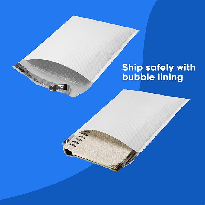 The Boxery 5x10''|#00 Poly Bubble Mailers- 250 Pack, Padded Envelopes, Self Seal, Waterproof Shipping Bags, Padded Mailers for Shipping & Packaging