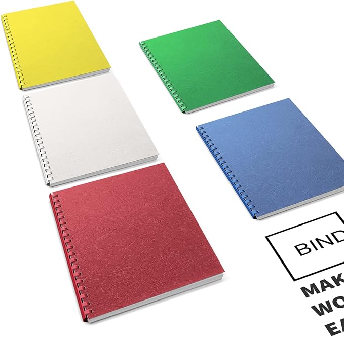 Binditek 30 Pack Plastic Binding Comb Spines, 3/4 Inch Diameter, 150 Sheet Capacity, 19 Ring, for Letter Size, Multi Color (White, Yellow, Red, Green, Blue)