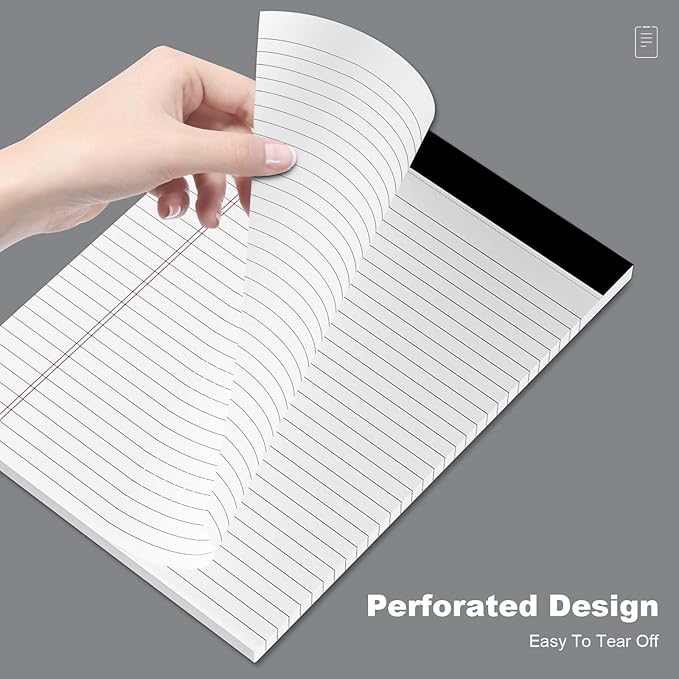 Legal Pads 8.5 x 11 Note Pads 8.5 x 11 Wide Ruled Notepad Lined Paper Writing Pads for Home, School, Office Use, 80gsm Perforated Legal Pad - Sturdy Cardboard Backing Support, 8 Pack (30 Sheets/Pad)
