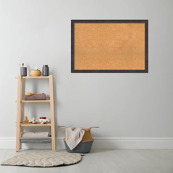 Amanti Art Natural Cork Board for Wall, 27x39 Vision Board with Black Wood Frame, Large Corkboard Office Decor for Home Organization, Modern Contemporary Corkboard Pinboard to display items for home