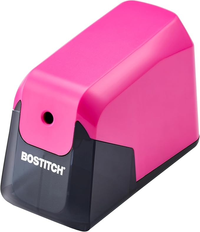 Bostitch Office Battery Pencil Sharpener, 4X Longer Cutter Life, Tip Saver Technology, Pink
