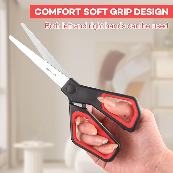 30Pack 8" Scissors All Purpose, Heavy Duty Scissors with Ultra Sharp Blades Comfort Grip Handles - For Office Home School Sewing Fabric Crafts, High/Middle School Student Teacher Scissor