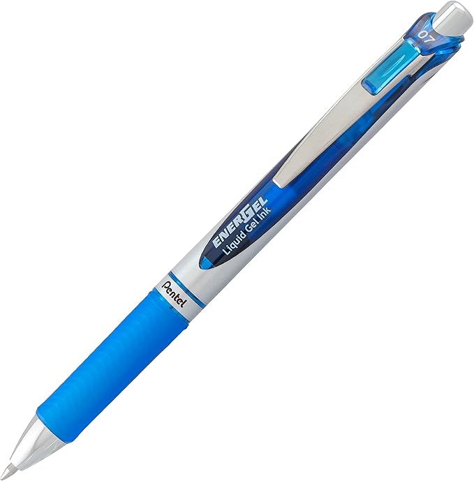 Pentel EnerGel RTX RT Liquid Gel Pen, Med, Metal Tip, 0.7mm, Blue Ink, 12-Pk Window Box of 12 ; Pack of 48