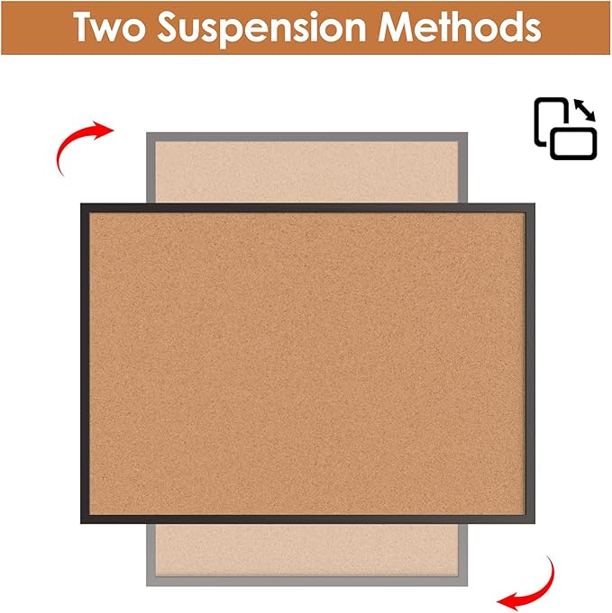 Board2by 2-Pack Cork Board Bulletin Board 20“ x 30”, Black Wood Framed Corkboard, Office Board for Wall Cork, Large Wall Mounted Notice Pin Board with 32 Push Pins for School, Home & Office