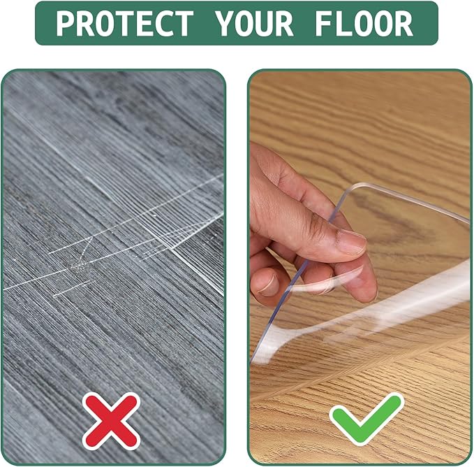 Clear Chair Mat for Hardwood Floors - 48''x36'' Heavy Duty Office Chair Mat, Rectangle Rolling Chair Mat for Hardwood, PVC Protector Hard Floor Mat for Computer&Desk Chair (48'' x 36'')