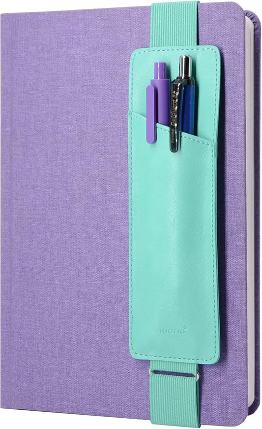 Adjustable Elastic Band Pen Holder, Pencil Holder, Pen Sleeve Pouch for Hardcover Journals, Notebooks, Planners, Binders, Fit Notebooks from 8" to 11” in Height, PU Leather, Detachable, Mint