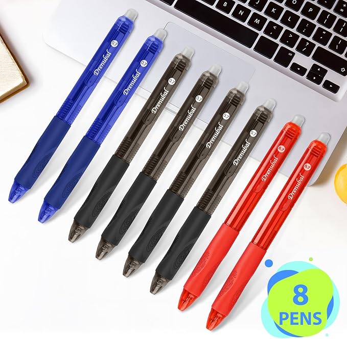 8-Pack Erasable Pen Set,Erasable pens, Erasable Gel Pen, 12-Pack, fine 0.7mm Erasable Pen for a smooth writing experience - perfect for school, office and as a gift for kids or friends.