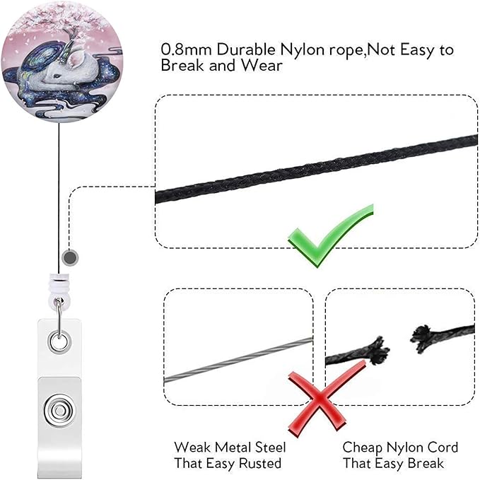 Retractable ID Badge Holder Nurse Badge Reels with Clip Name Card Holders for Office Worker Doctor Nurse (3pack Lion Rabbit Deer)