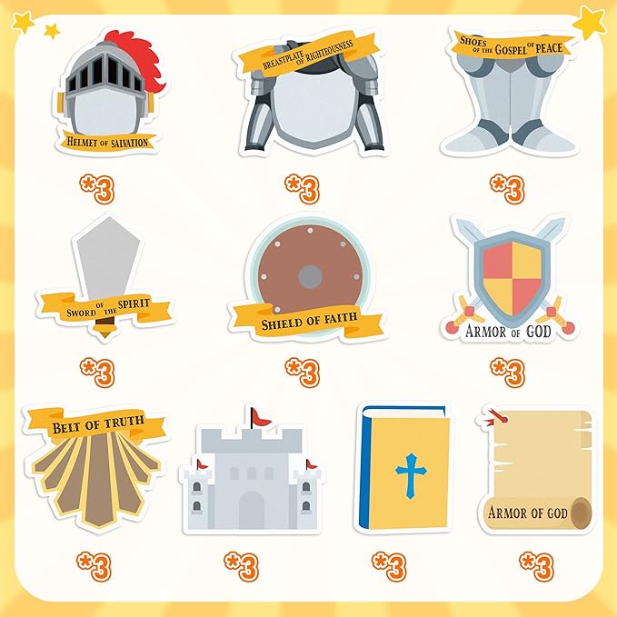 30 Pack Armor of God Sticky Notes, Total 600 Sheets, Religious Knight Self Sticky Notepads Memo Pads Christian Sunday School Office Supplies Classroom Reward Party Favors Goodies Bag Fillers